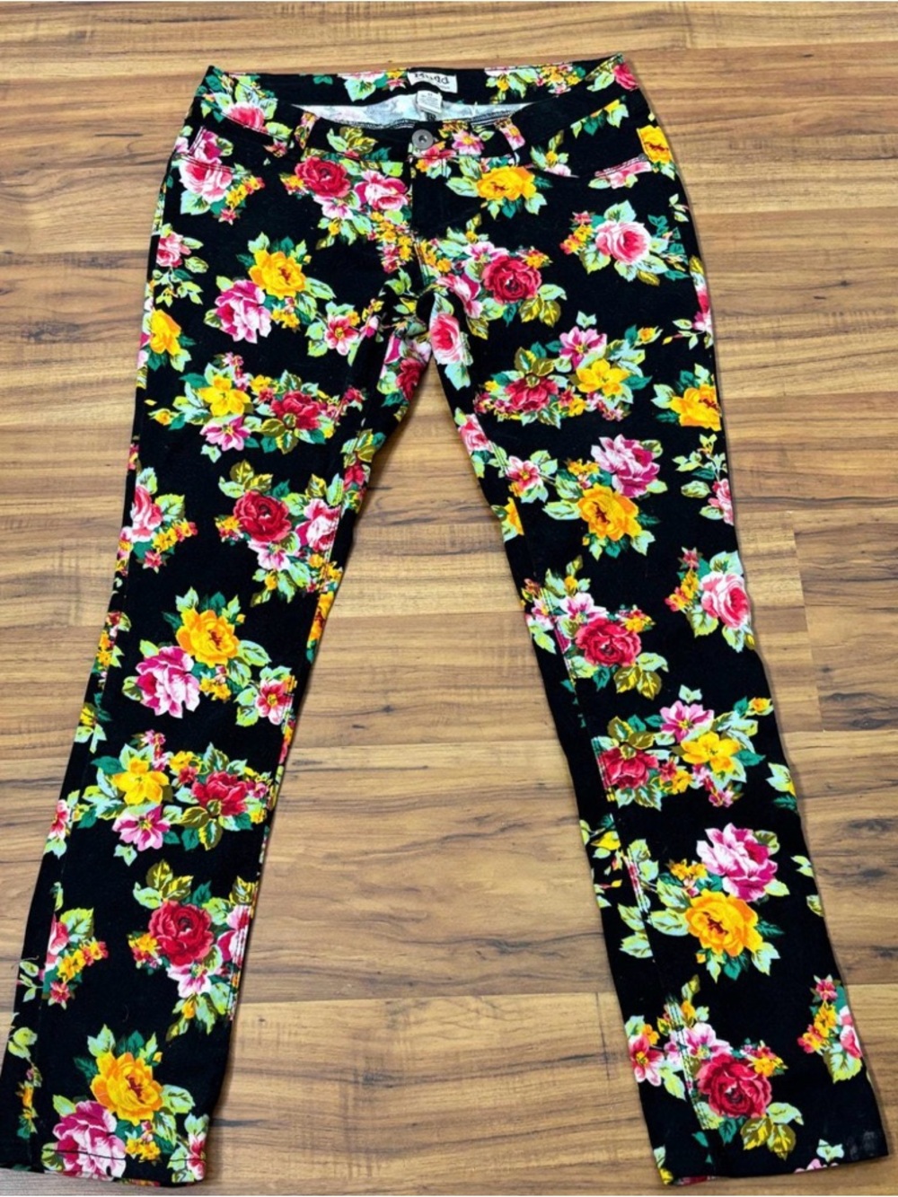 Vanilla Star Black Jeans with Bright Floral Accents